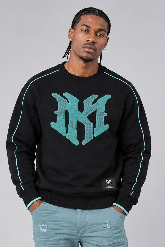 M4112 Mancini MK Crewneck - Black-Teal