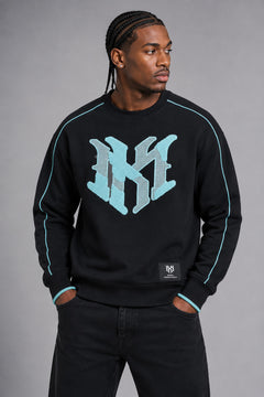 M4112 Mancini MK Crewneck - Black-Teal