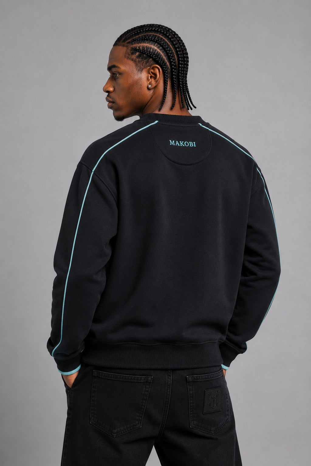 M4112 Mancini MK Crewneck - Black-Teal