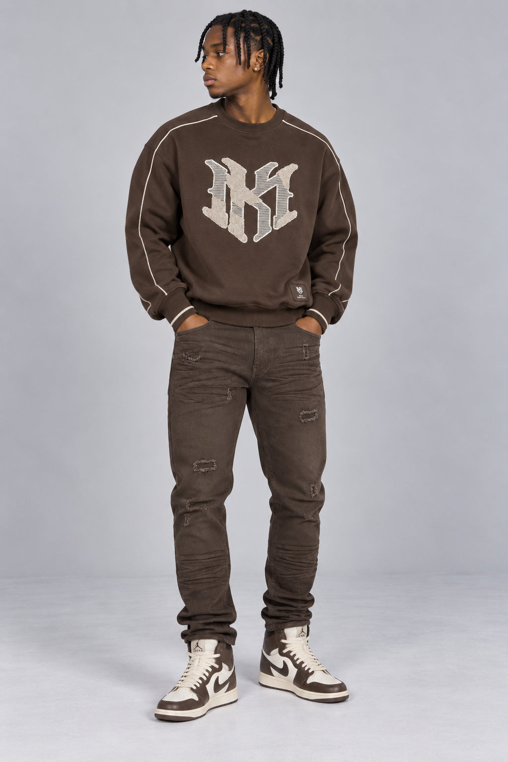 M4112 Mancini MK Crewneck - Brown