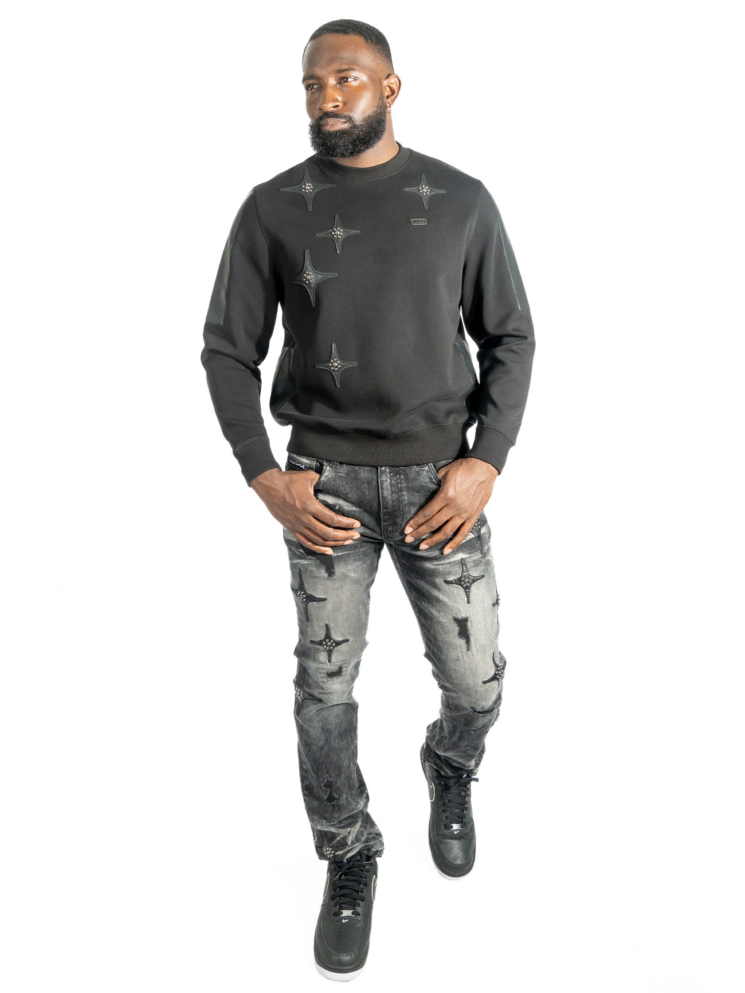 Makobi M4118 Bottega Crewneck in Black, view 3