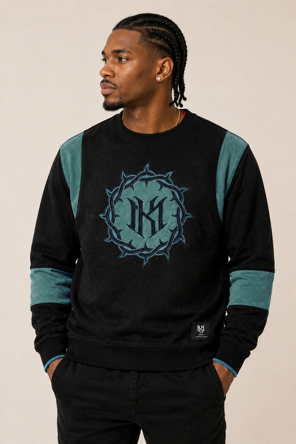 M4138 Prestige MK Crewneck - Black-Teal