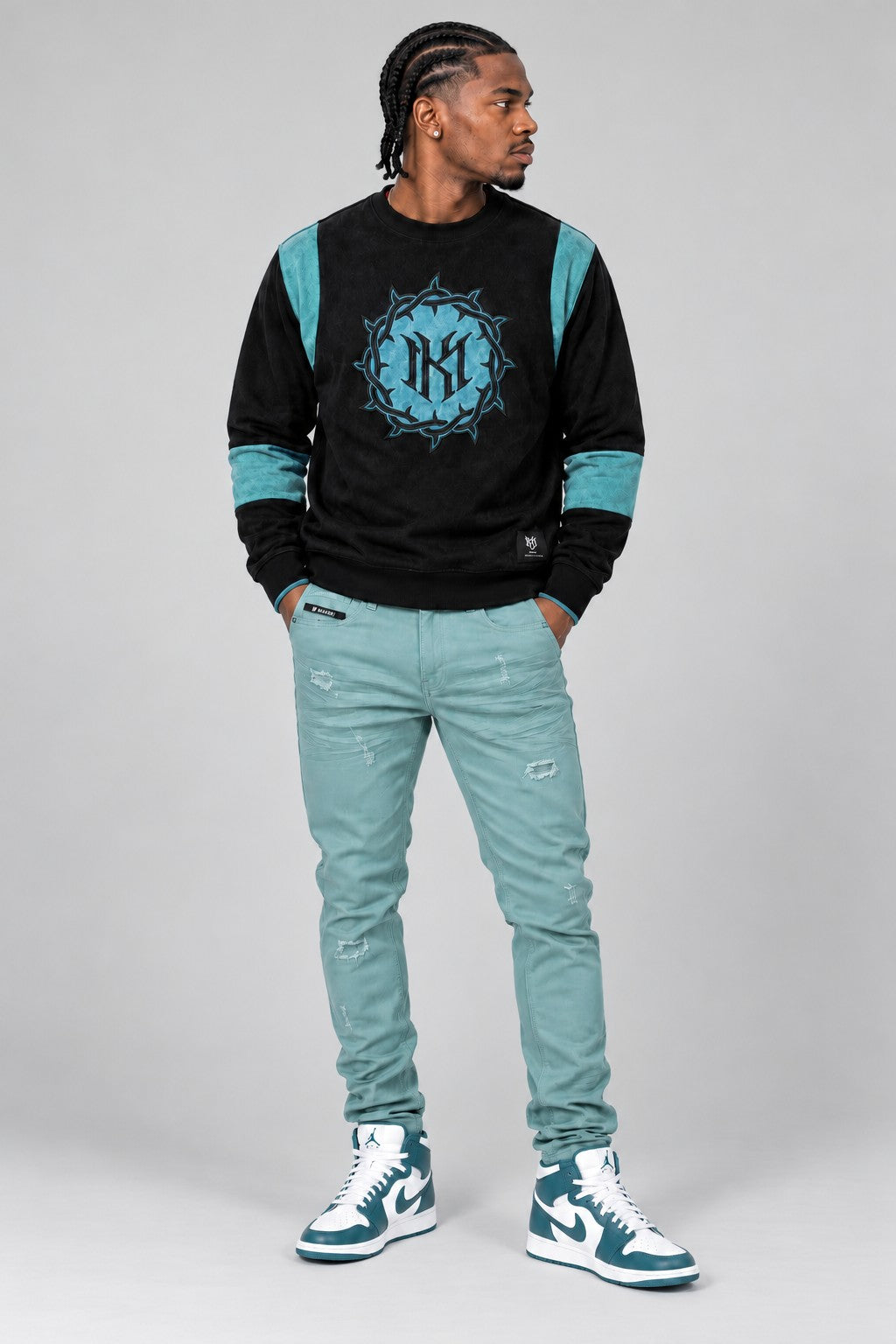 M4138 Prestige MK Crewneck - Black-Teal