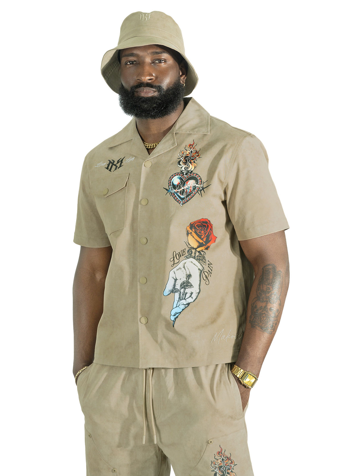 M414 Vivere Twill Short Set - Khaki