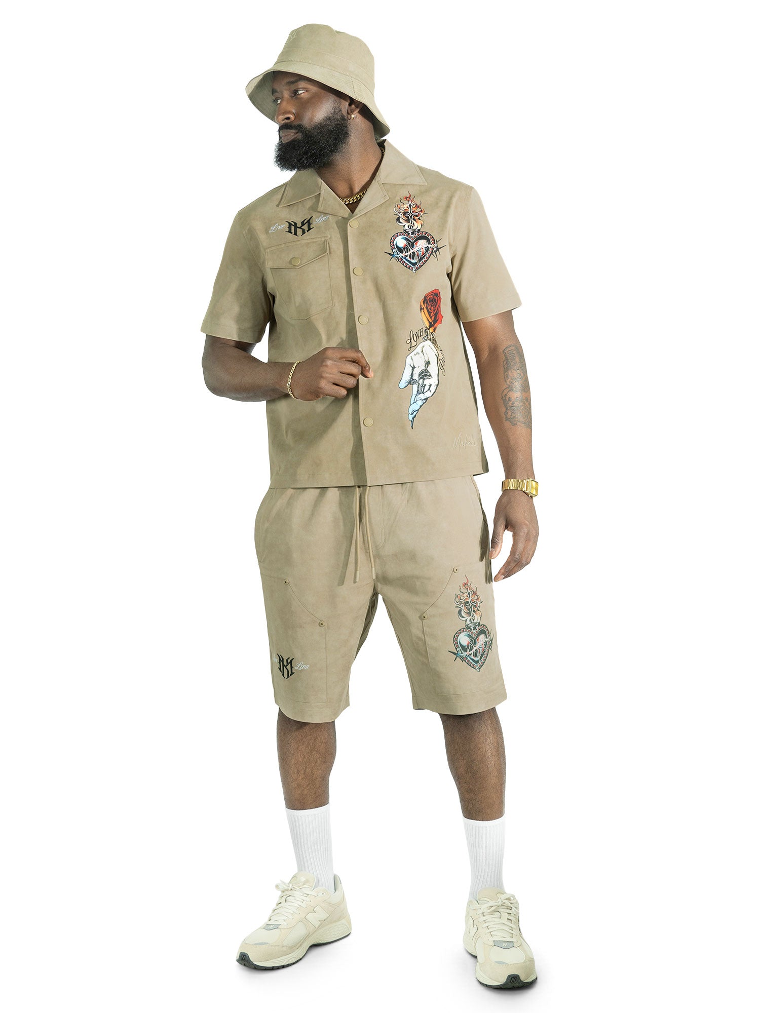 M414 Vivere Twill Short Set - Khaki