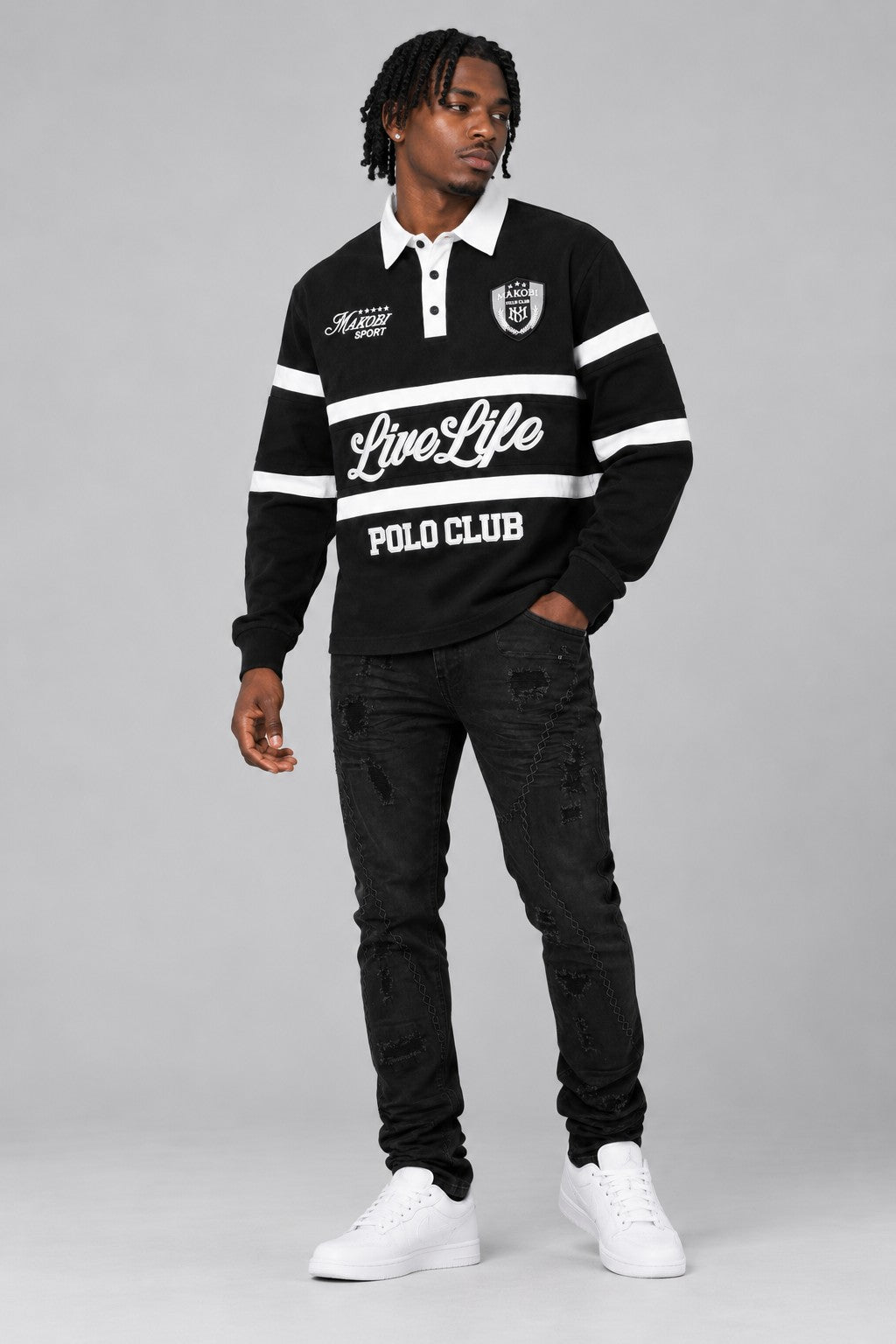 M415 Live Life Rugby Shirt - Black