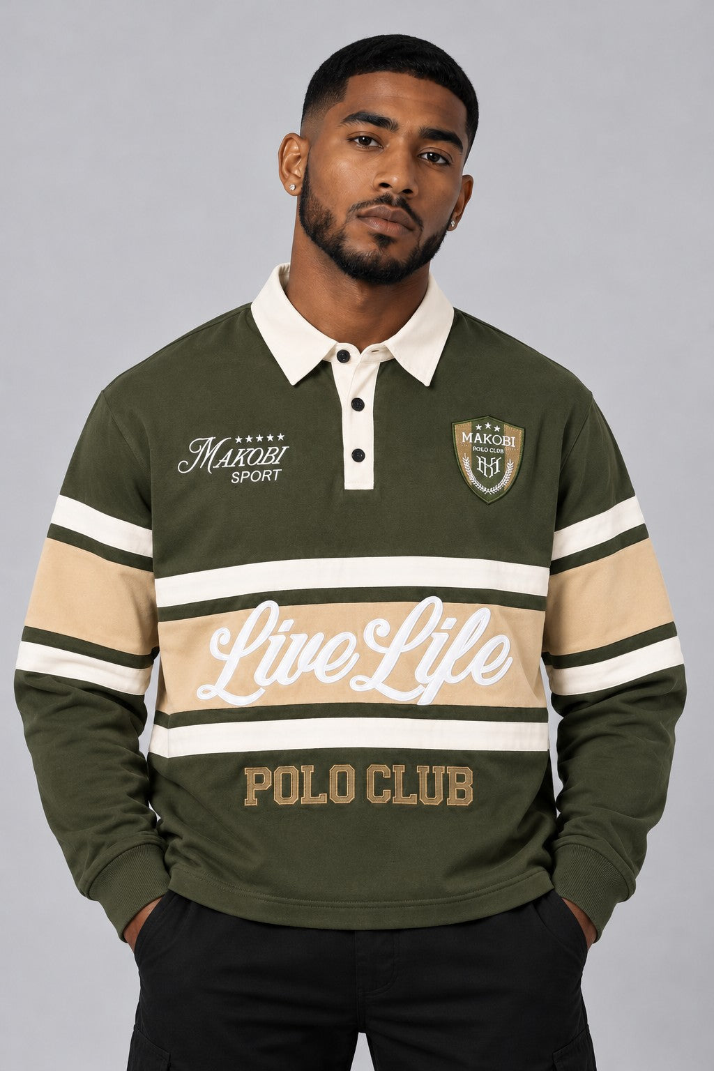 M415 Live Life Rugby Shirt - Olive