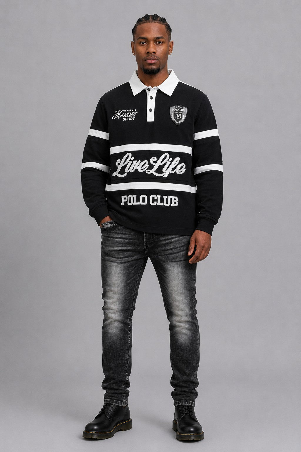M415 Live Life Rugby Shirt - Black