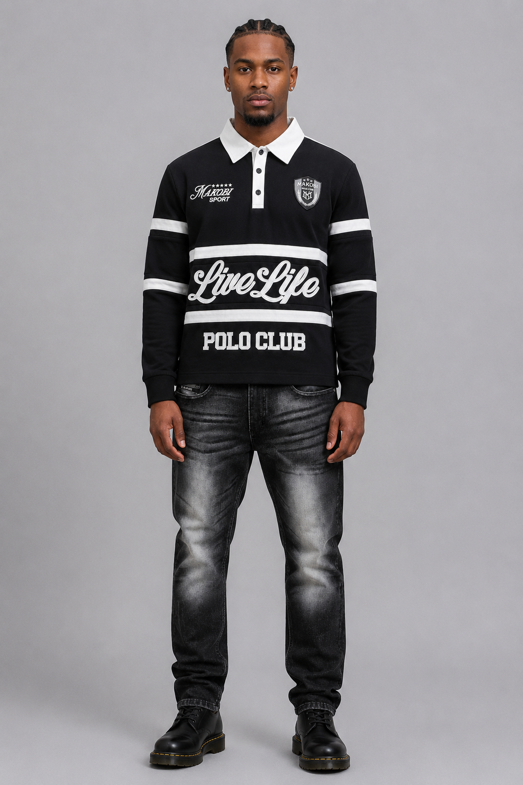 M415 Live Life Rugby Shirt - Black