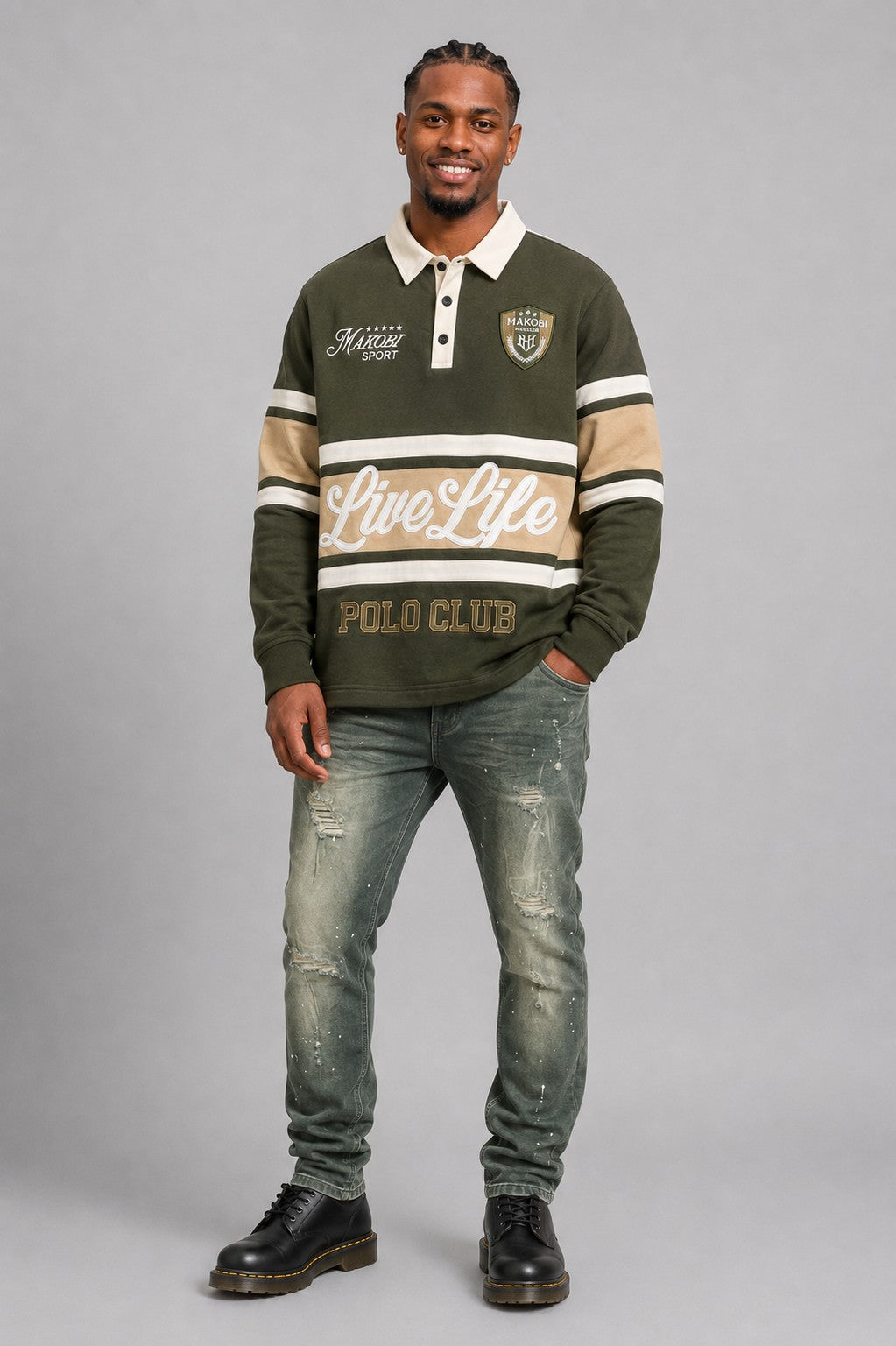 M415 Live Life Rugby Shirt - Olive