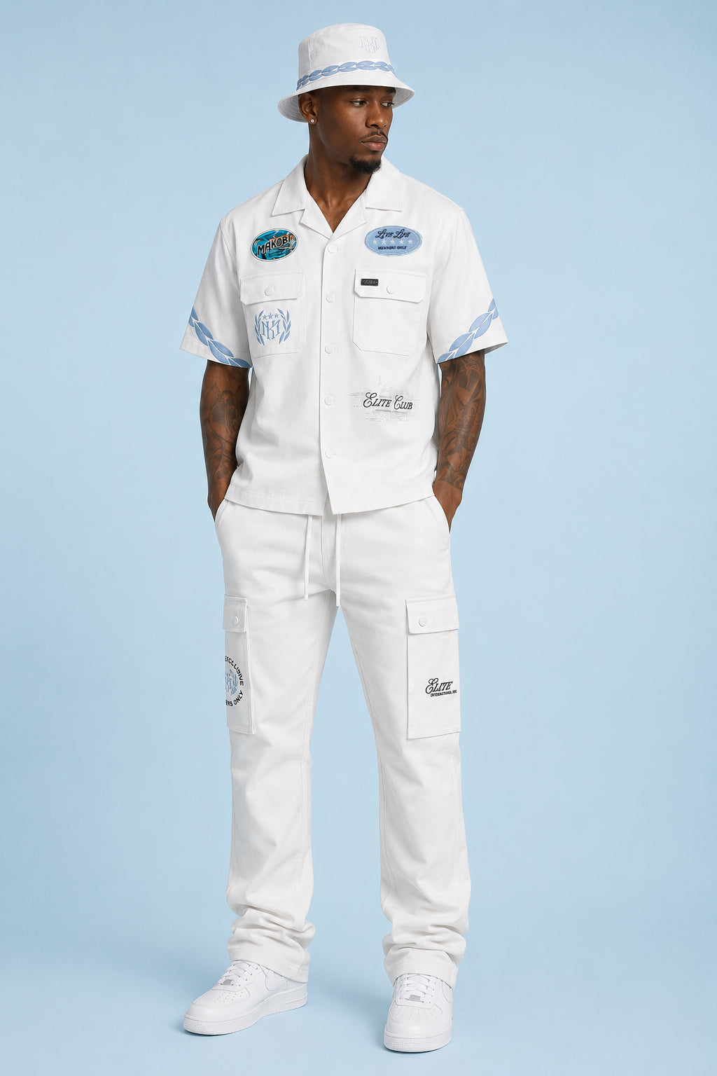 Elite Club Stacked Twill Pants - White (Not Sold Separately - Add Elite Shirt)