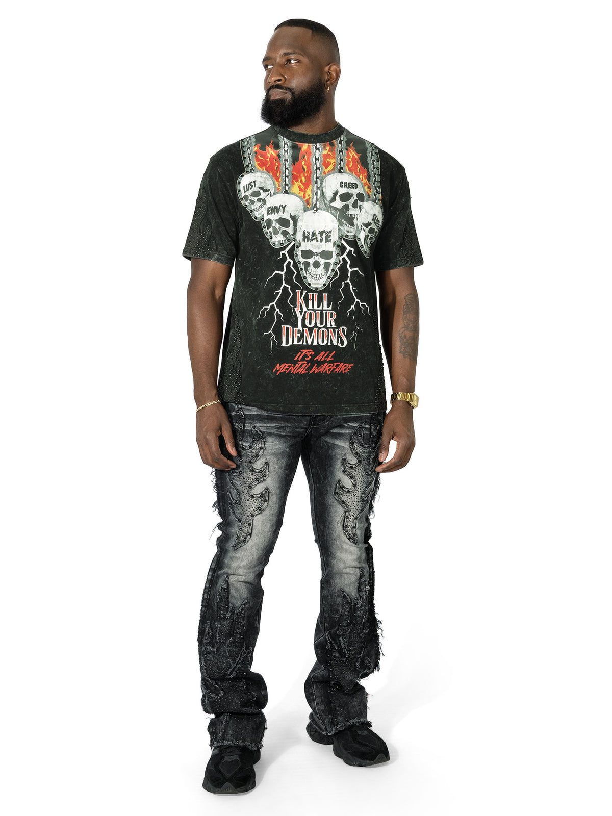 M1926 - Makobi mojuto Denimu Biker sokoto - Burgundy