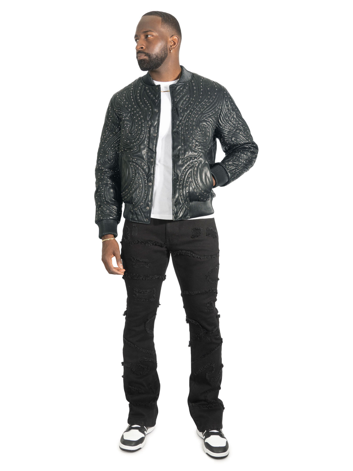 M4208 Lorenzo Vegan Leather Jacket- Black