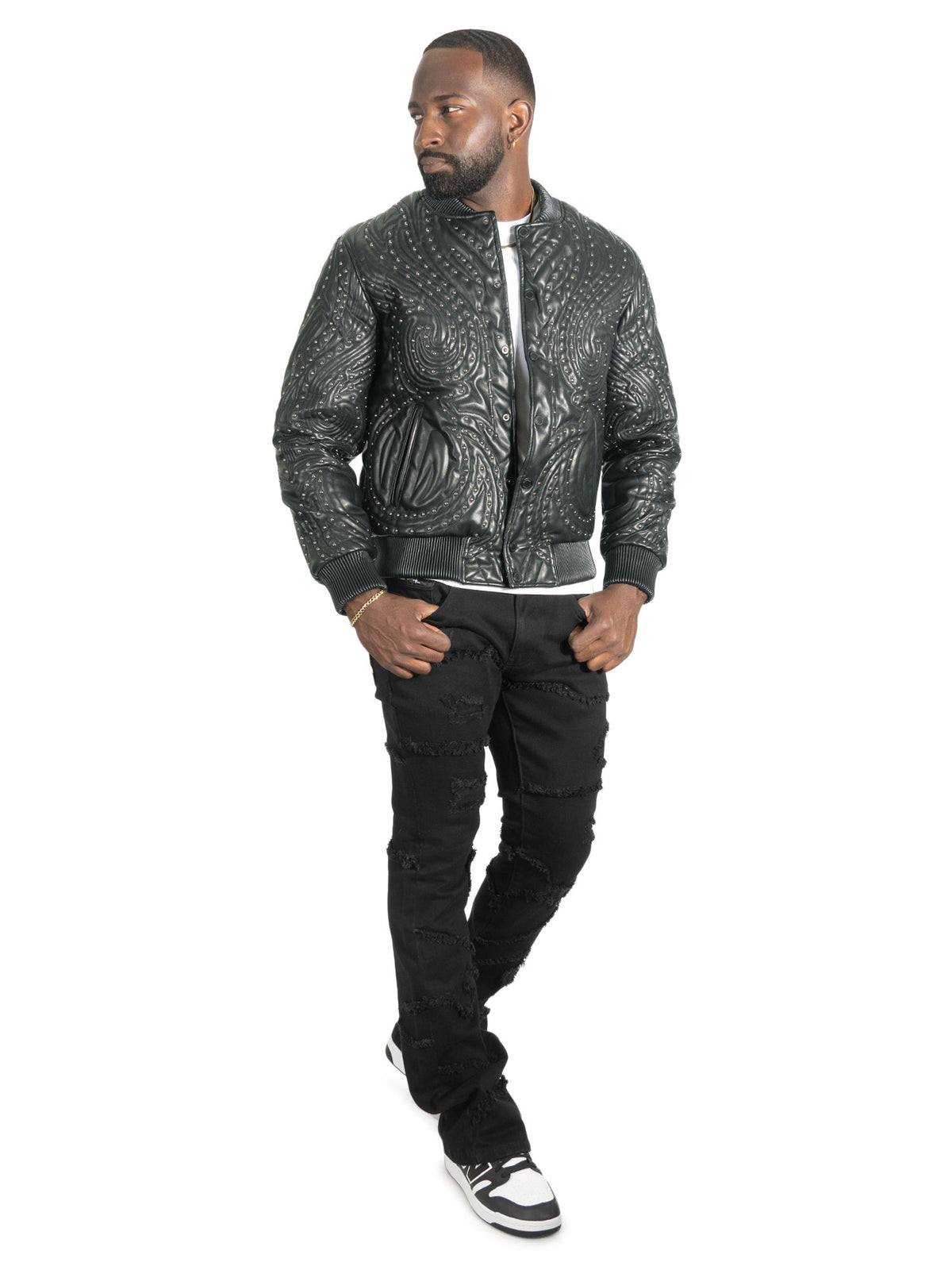 M4208 Lorenzo Vegan Leather Jacket- Black