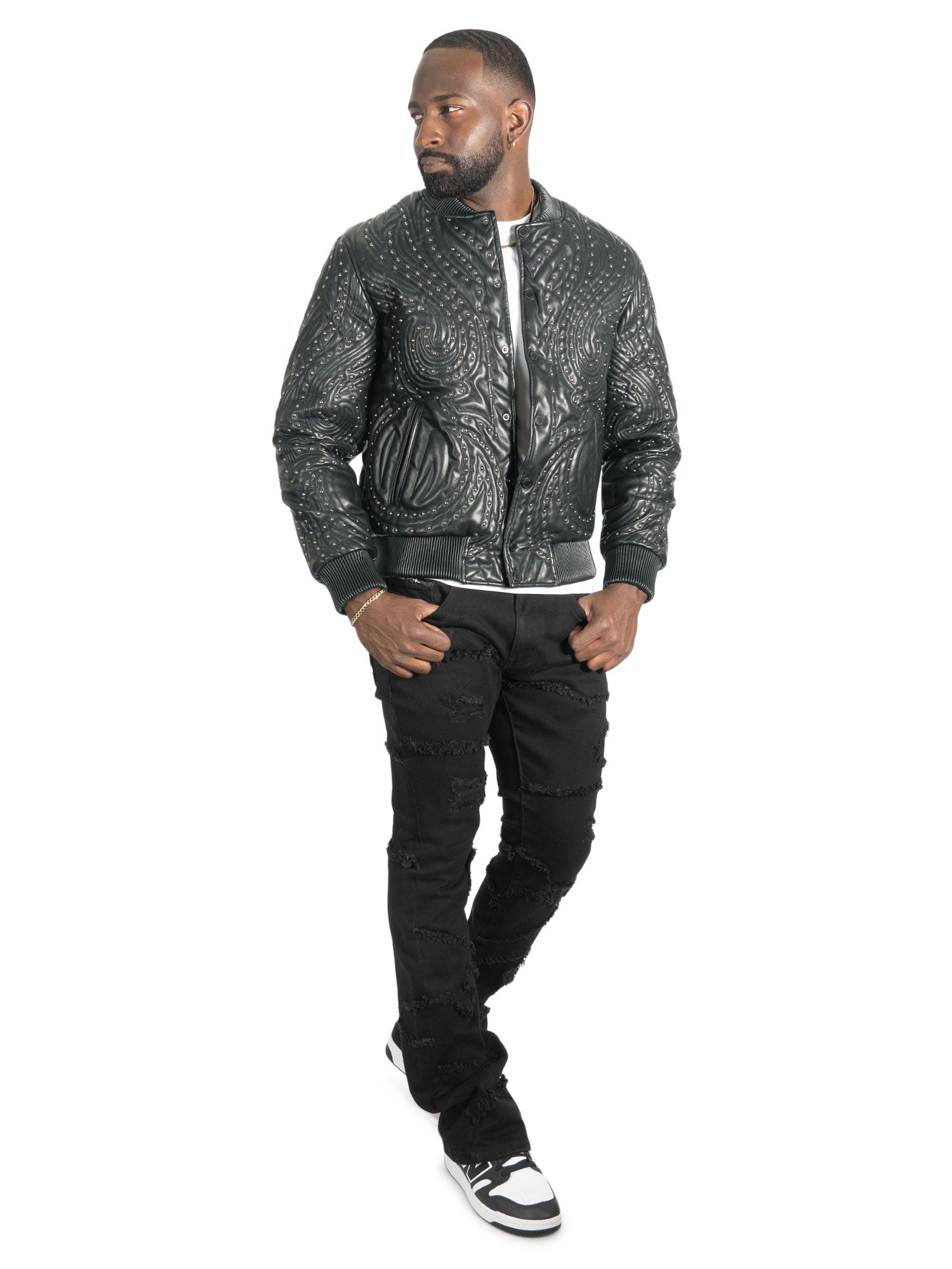 M4208 Lorenzo Vegan Leather Jacket- Black
