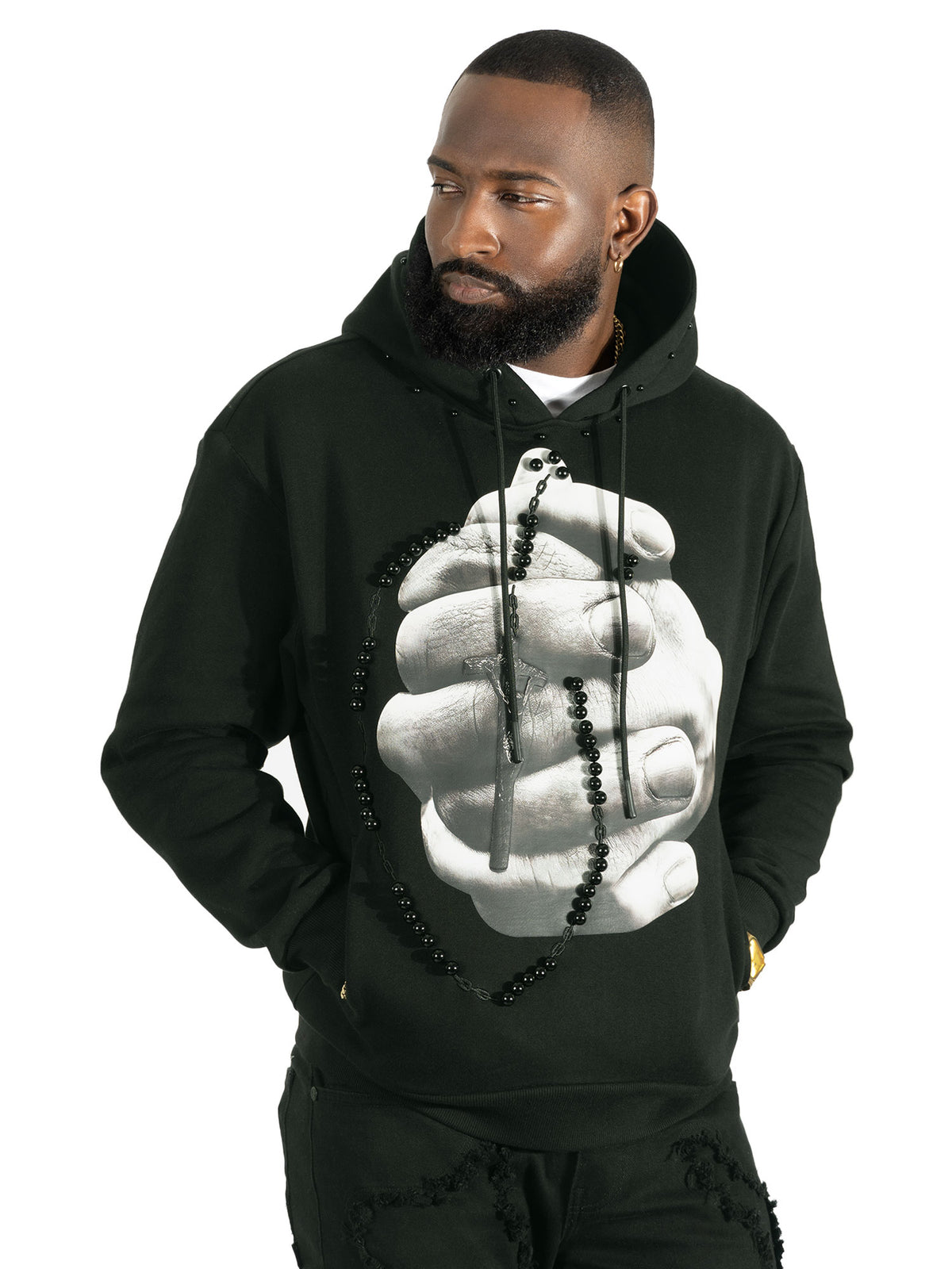 M4225 Rosario Pull Over Hoodie - Black