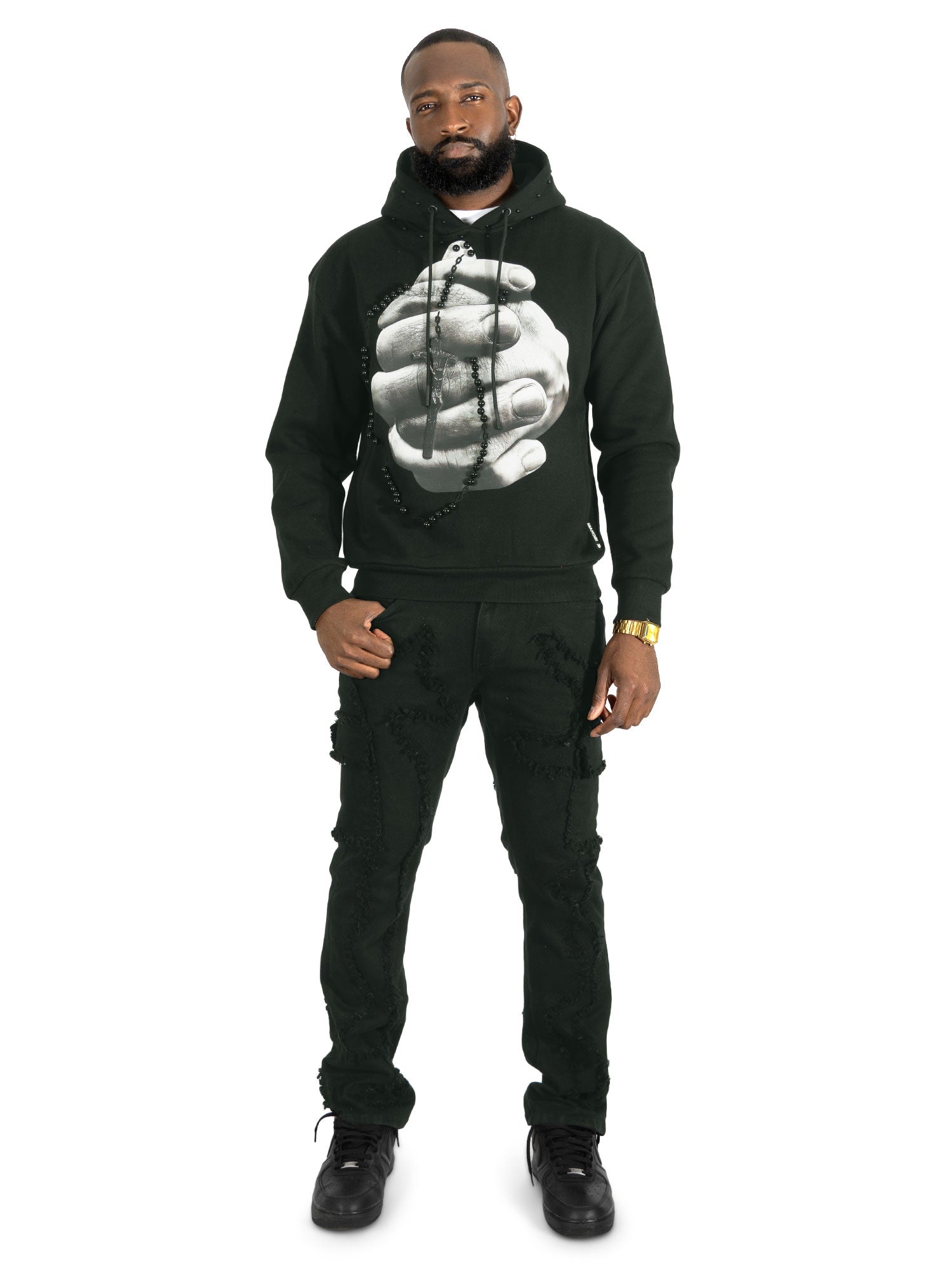 Fleece Hoodie | M4225 Rosario pull Over - Black