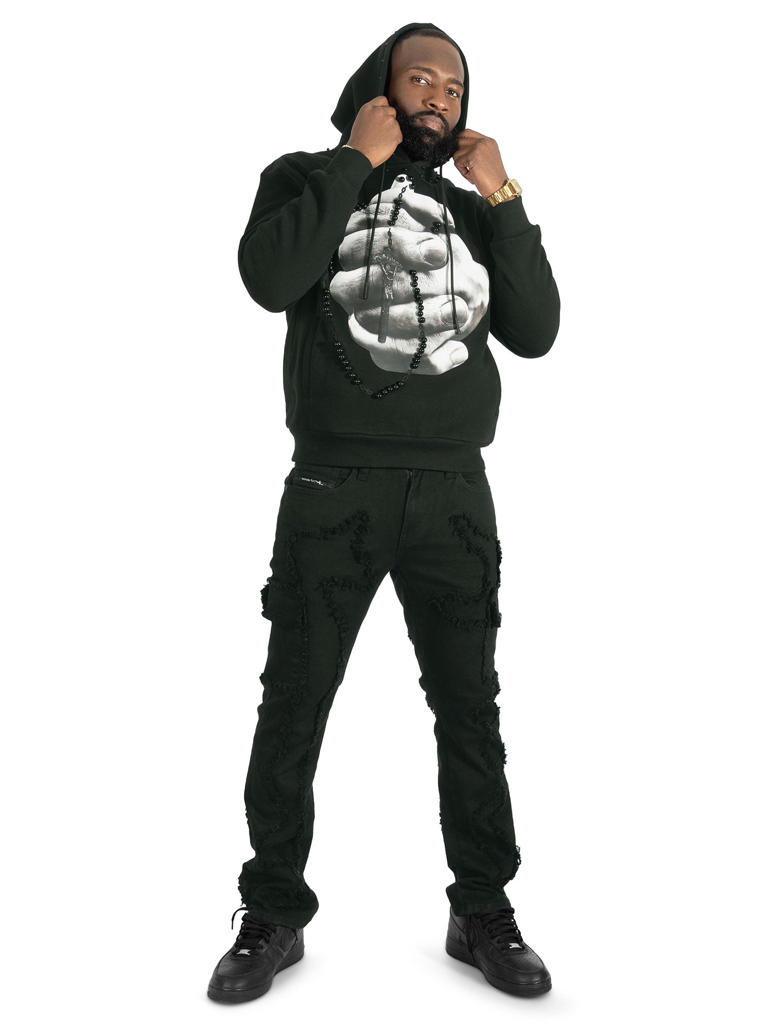 M4225 Rosario Pull Over Hoodie - Black