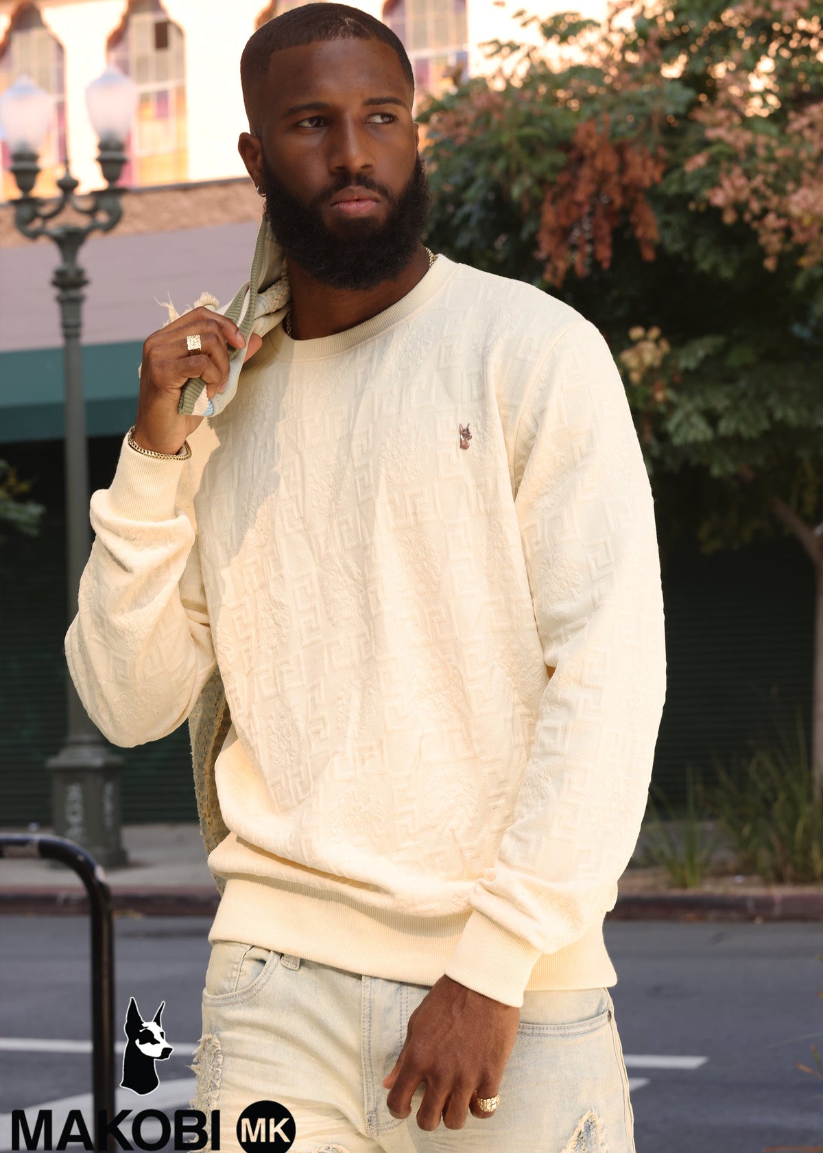 M4232 Bianchi Jacquard Crewneck Sweatshirt - Natural