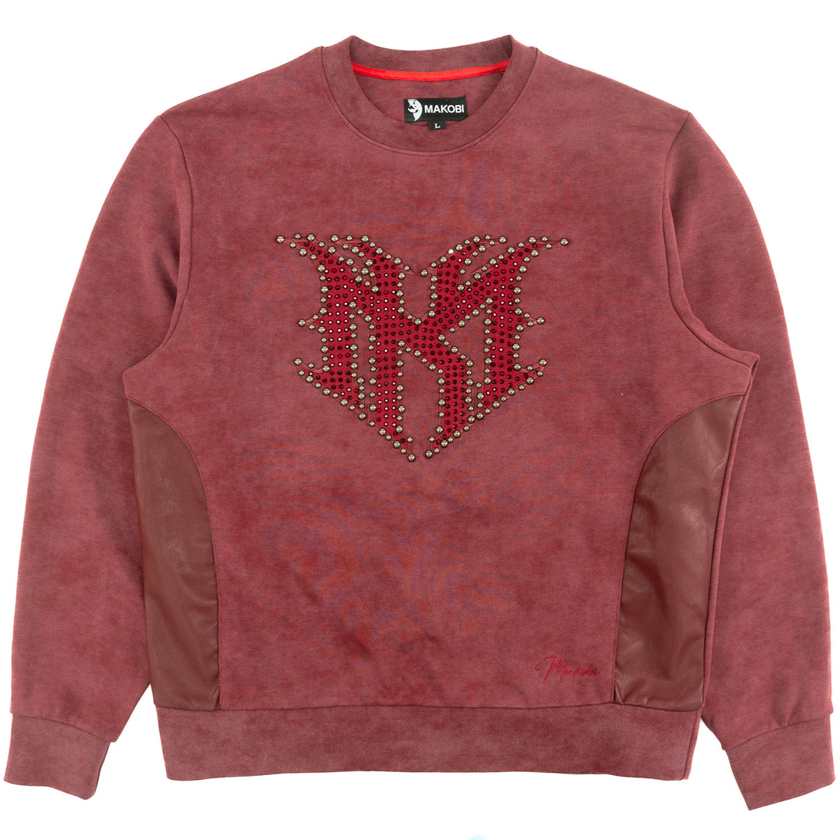 Makobi M4241 Lorenzino Crewneck in Burgundy, view 3