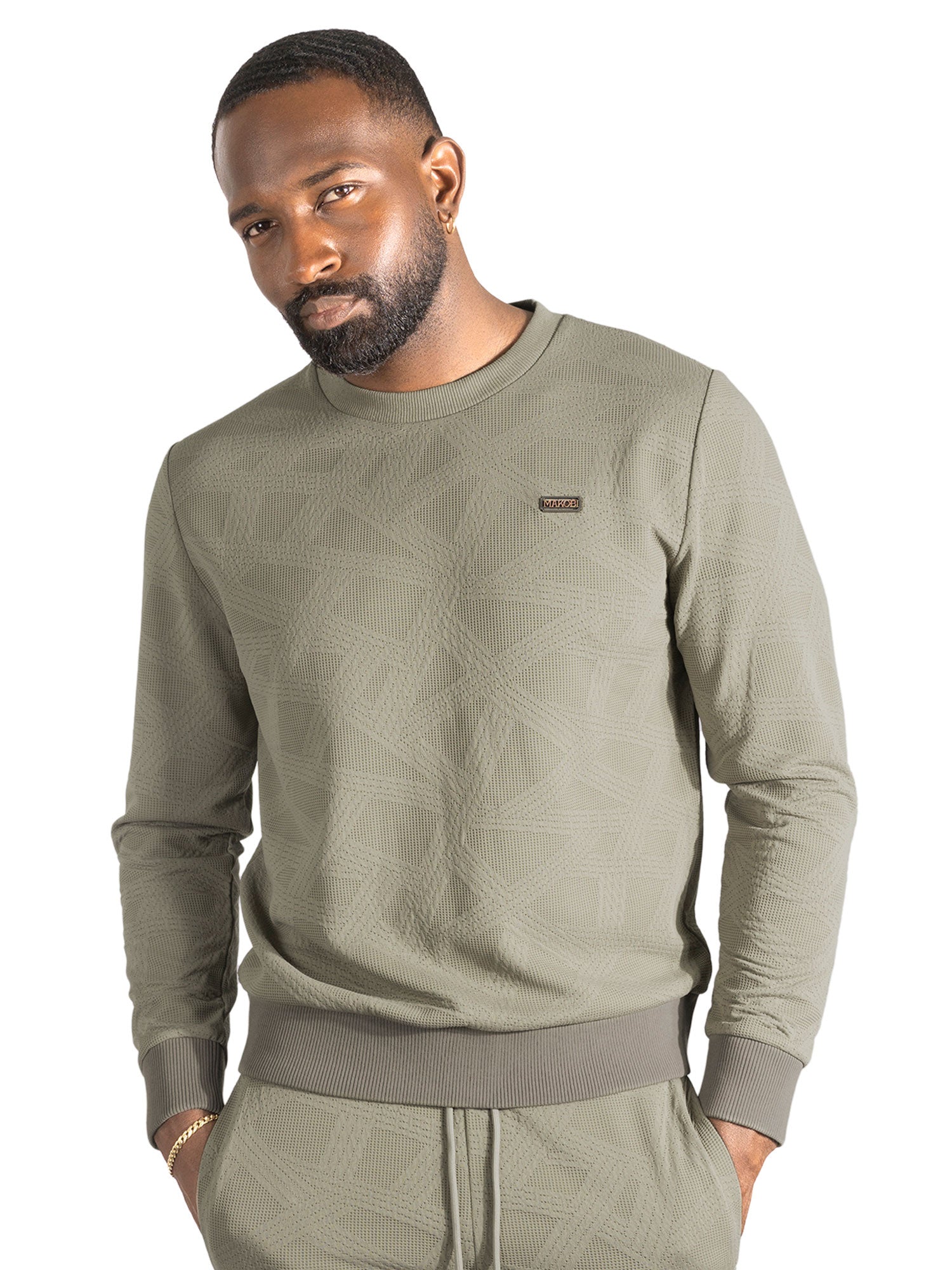 Set | M4247 Bernardi Crewneck Set - Taupe