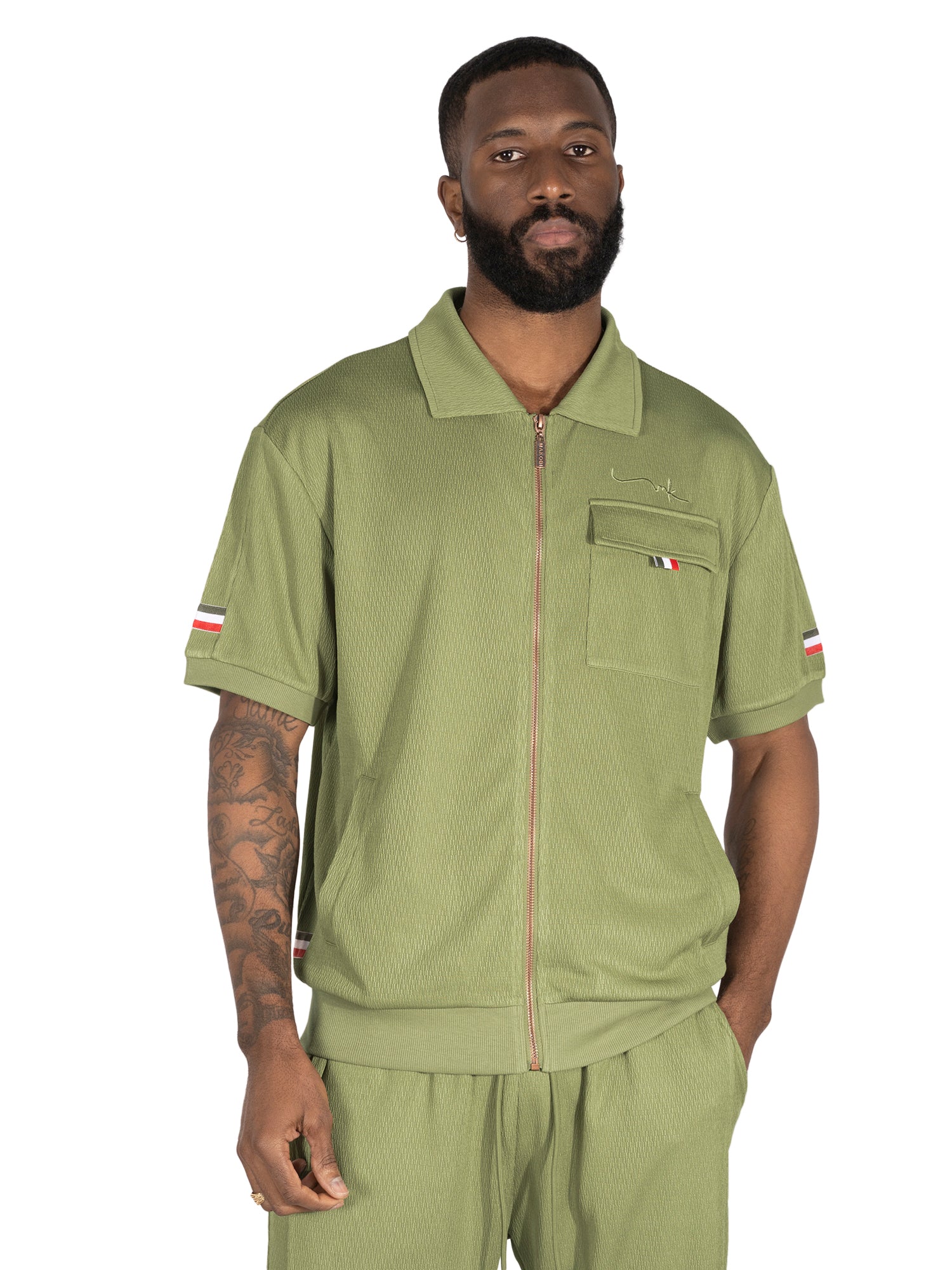 Makobi M428 Moreli Knit Short Sets in Olive, view 2