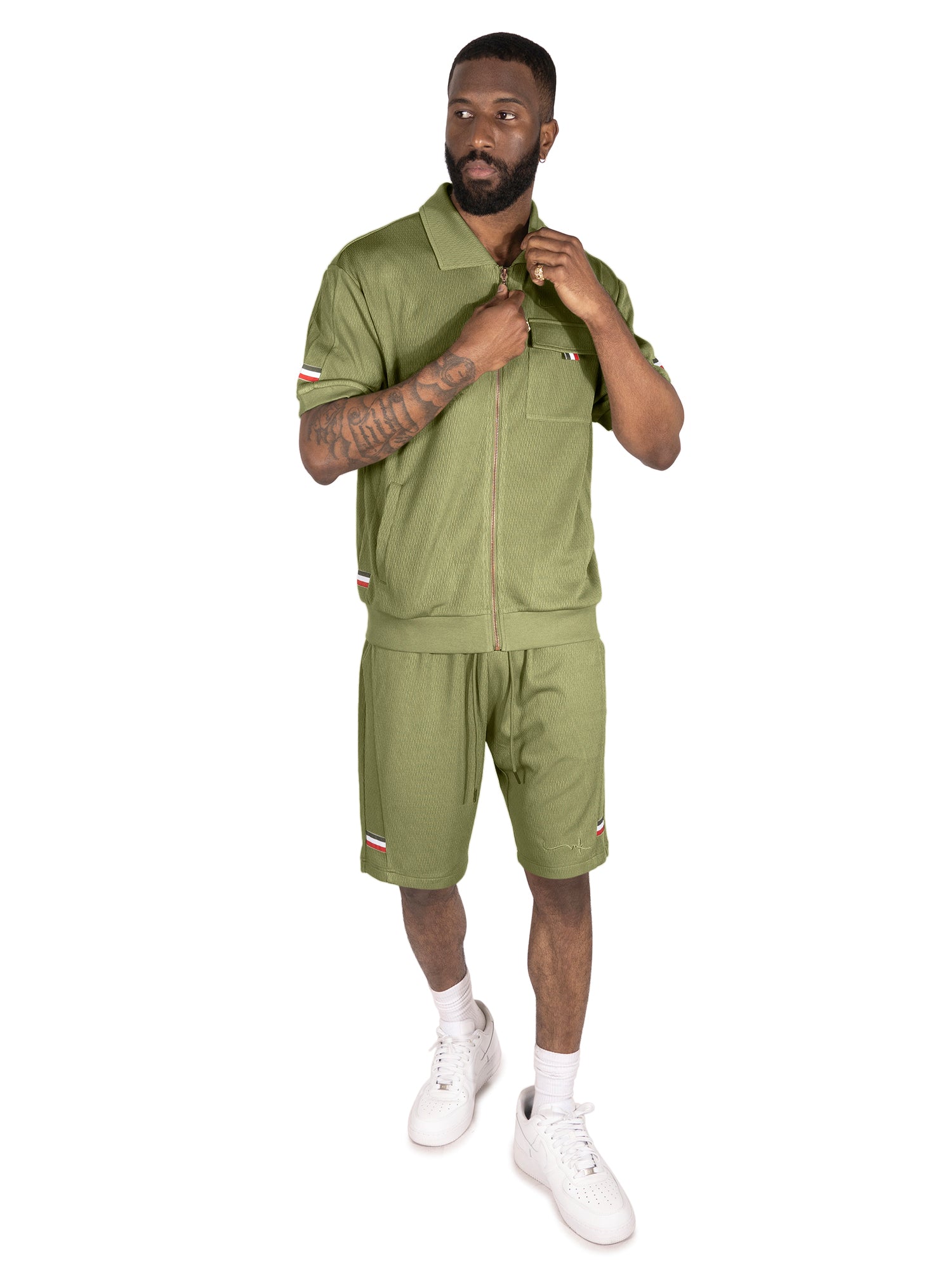 Makobi M428 Moreli Knit Short Sets in Olive