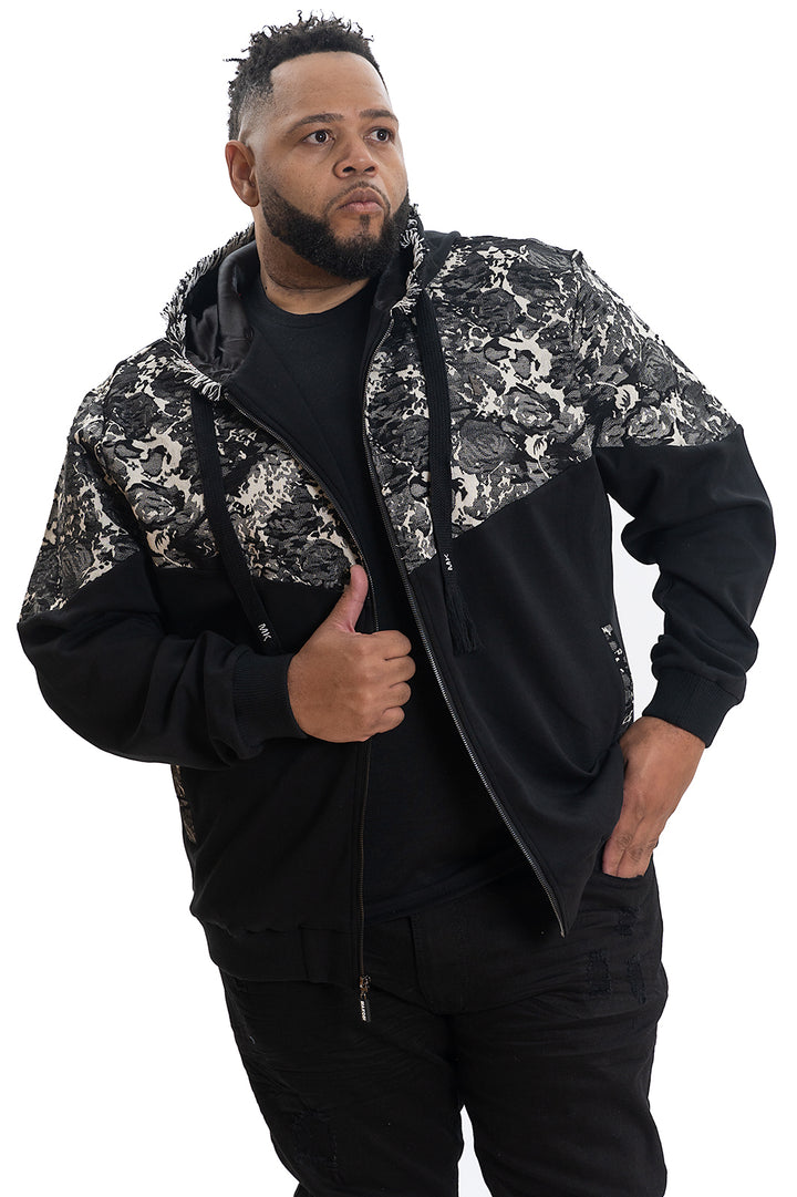 Makobi M4296 Veroma Tapestry Hoodie in Black, view 2
