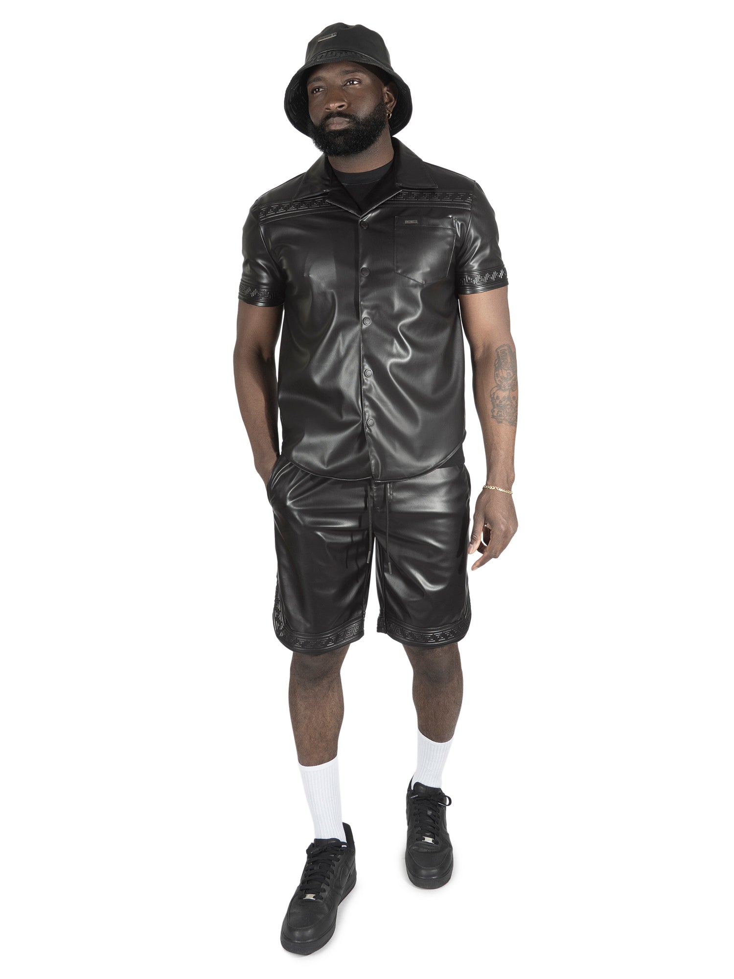 M429 Bellucci Vegan Leather Shirt - Black