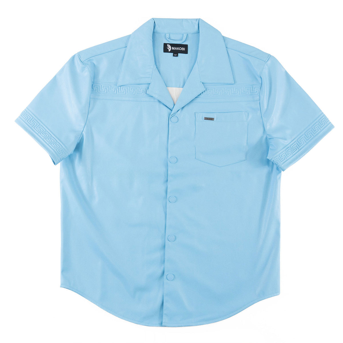 Makobi M429 Bellucci Vegan Leather Shirt in Blue, view 6