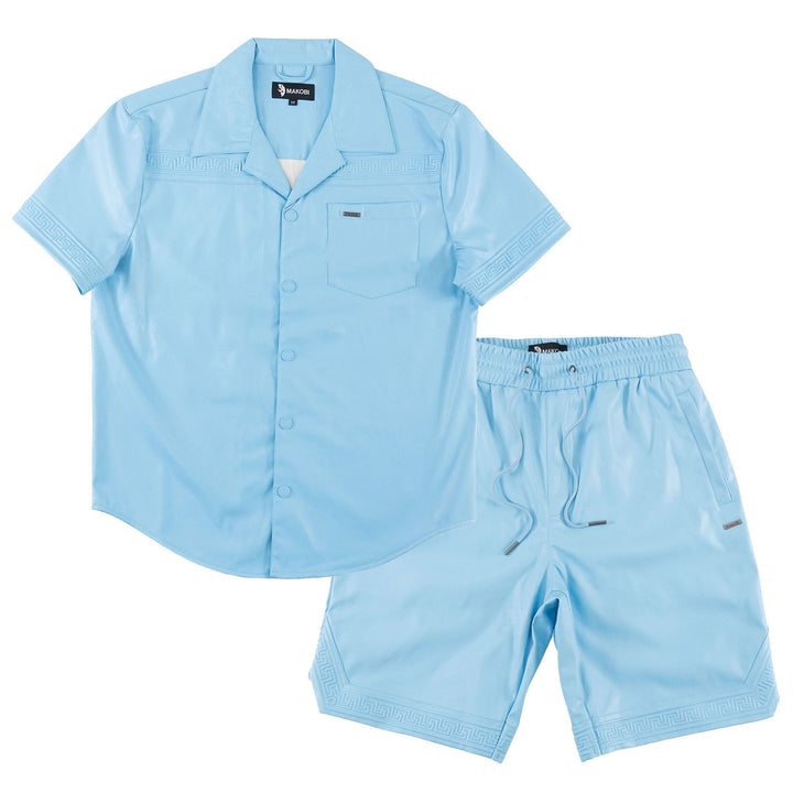 M429 Bellucci Vegan Leather Shirt - Blue