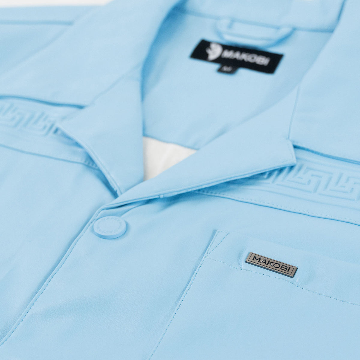 Makobi M429 Bellucci Vegan Leather Shirt in Blue, view 8