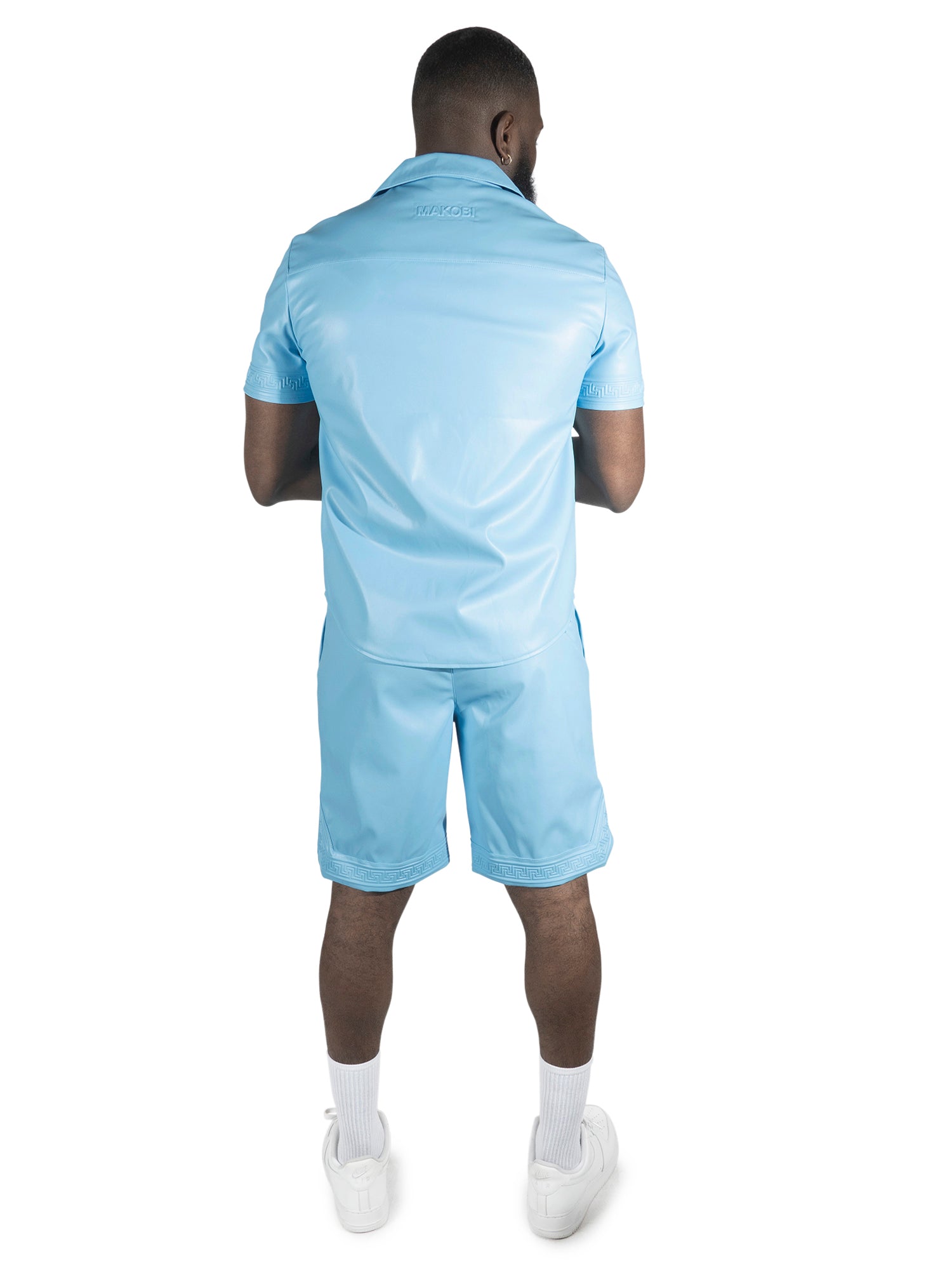 Makobi M429 Bellucci Vegan Leather Shirt in Blue, view 4