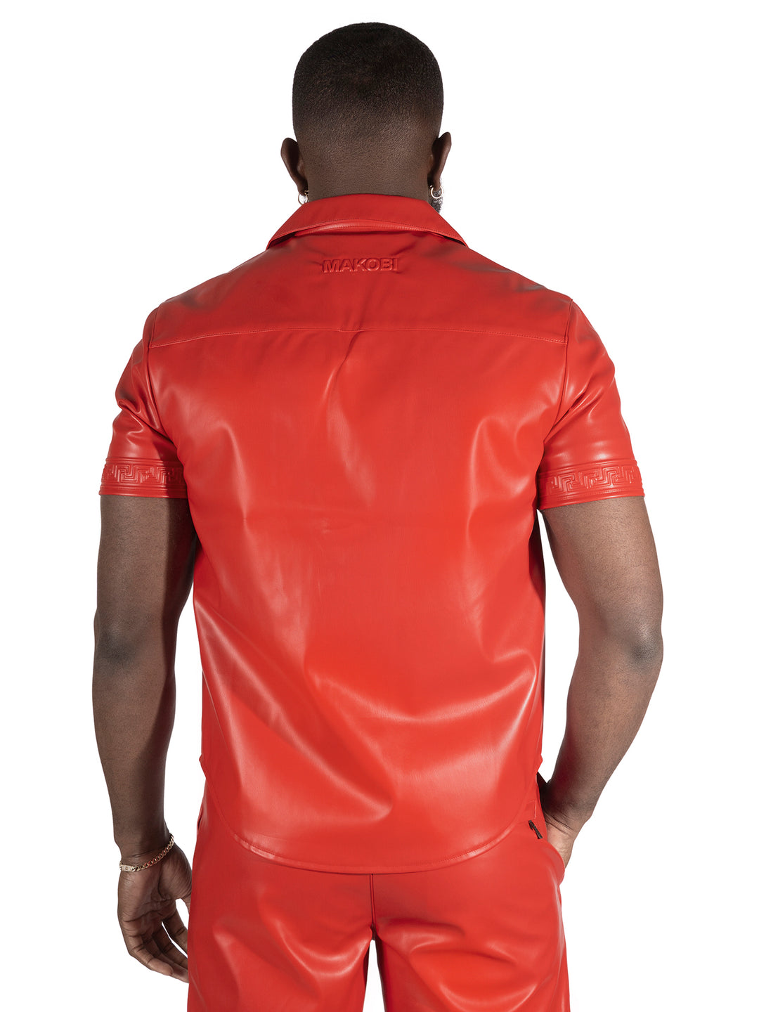 M429 Bellucci Vegan Leather Shirt - Red