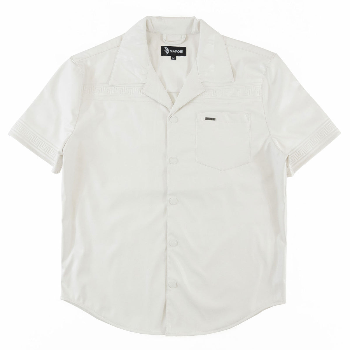 Makobi M429 Bellucci Vegan Leather Shirt in White, view 6