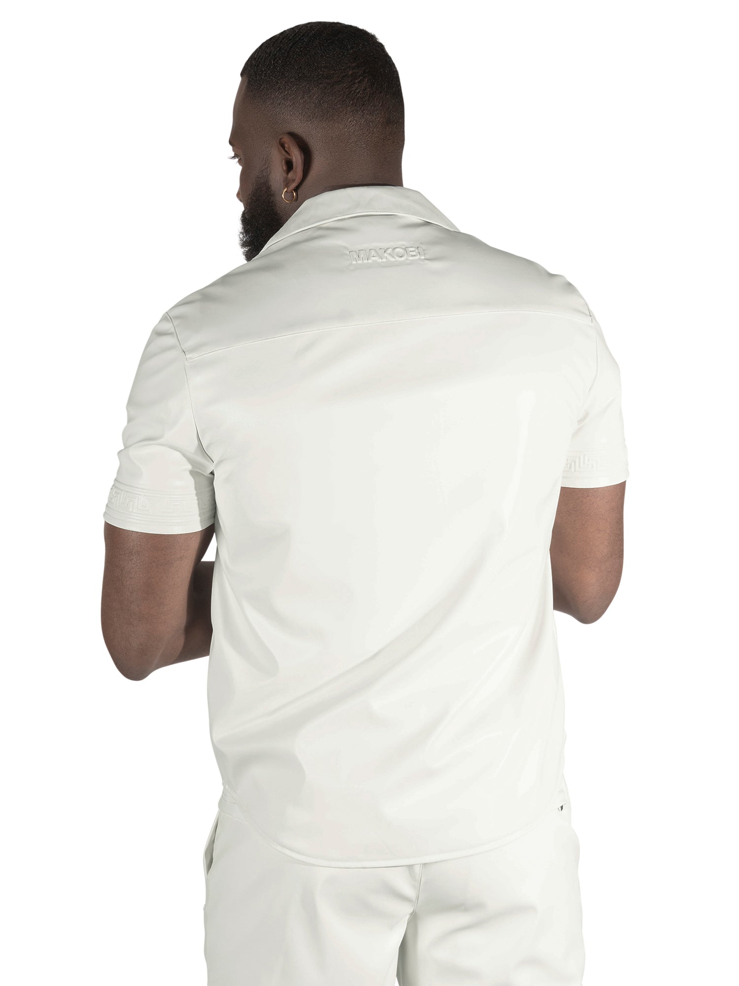 Makobi M429 Bellucci Vegan Leather Shirt in White, view 2