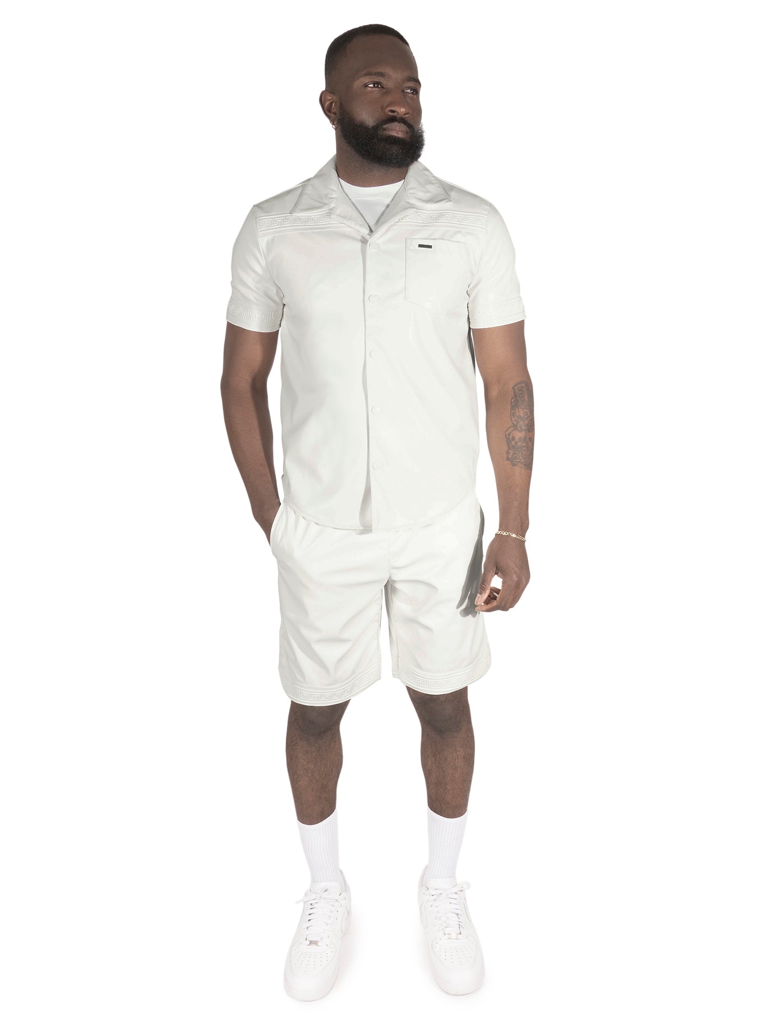 Makobi M429 Bellucci Vegan Leather Shirt in White, view 3