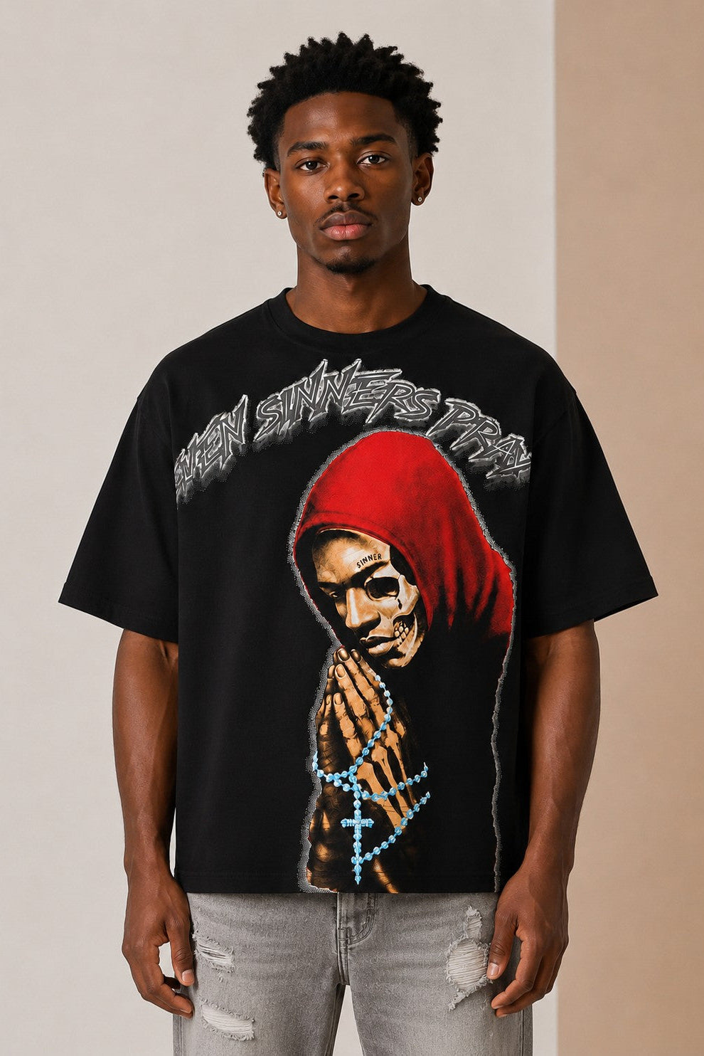 M432 Sinners Prayed Boxed Tee - Black