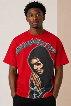 M432 Sinners Prayed Boxed Tee - Red