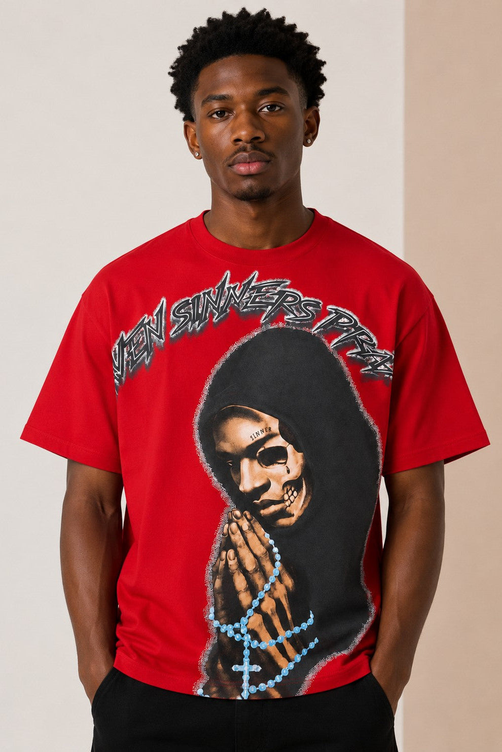 M432 Sinners Prayed Boxed Tee - Red