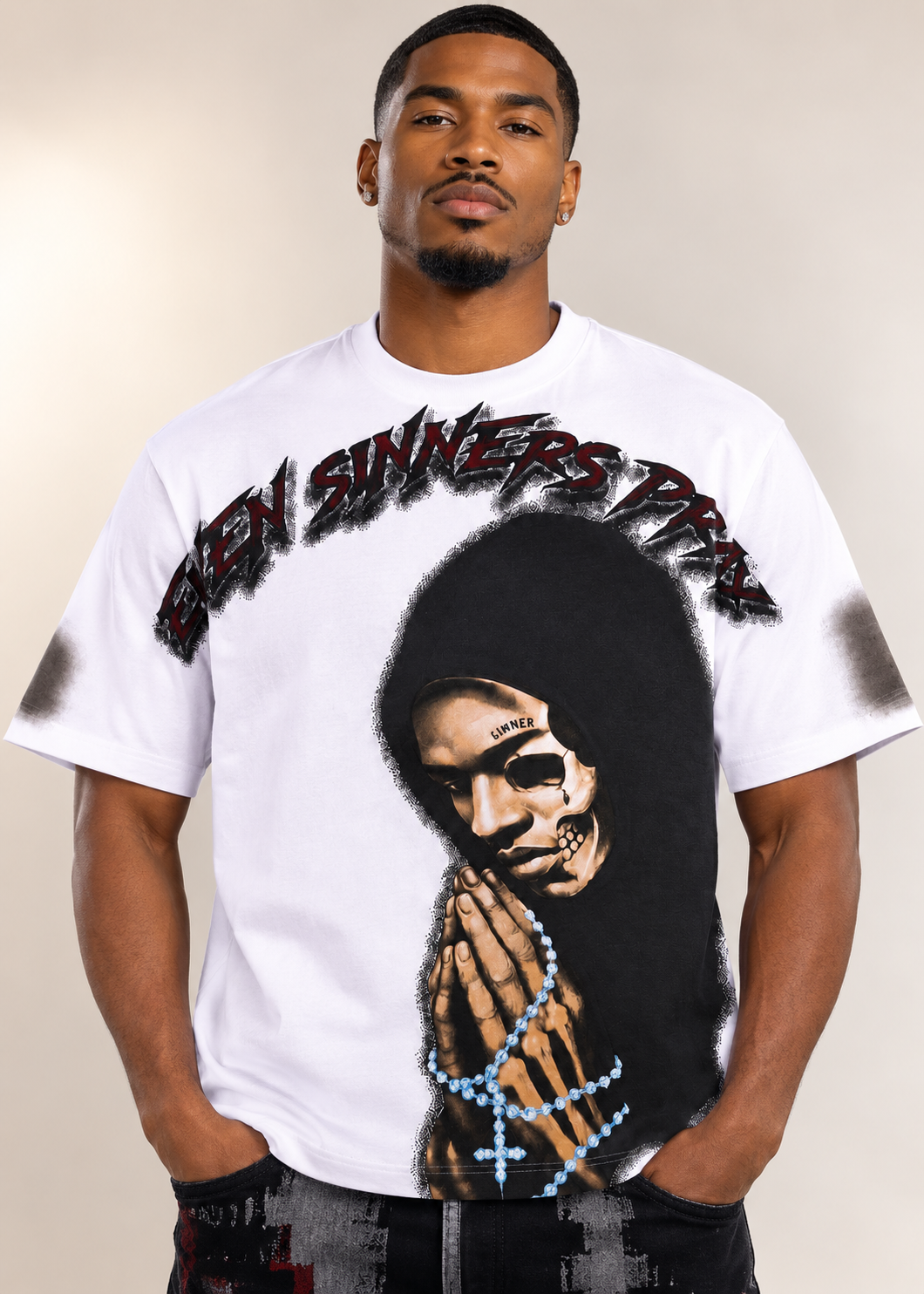 M432 Sinners Prayed Boxed Tee - White