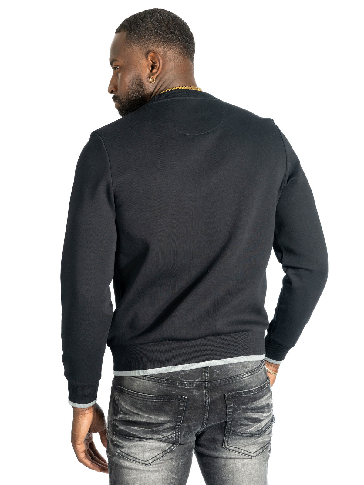 Makobi M4355 Lorenzo MK Crewneck in Black, view 3