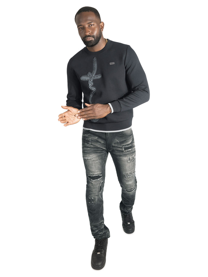 Sweatshirt | M4355 Lorenzo MK Crewneck - Black