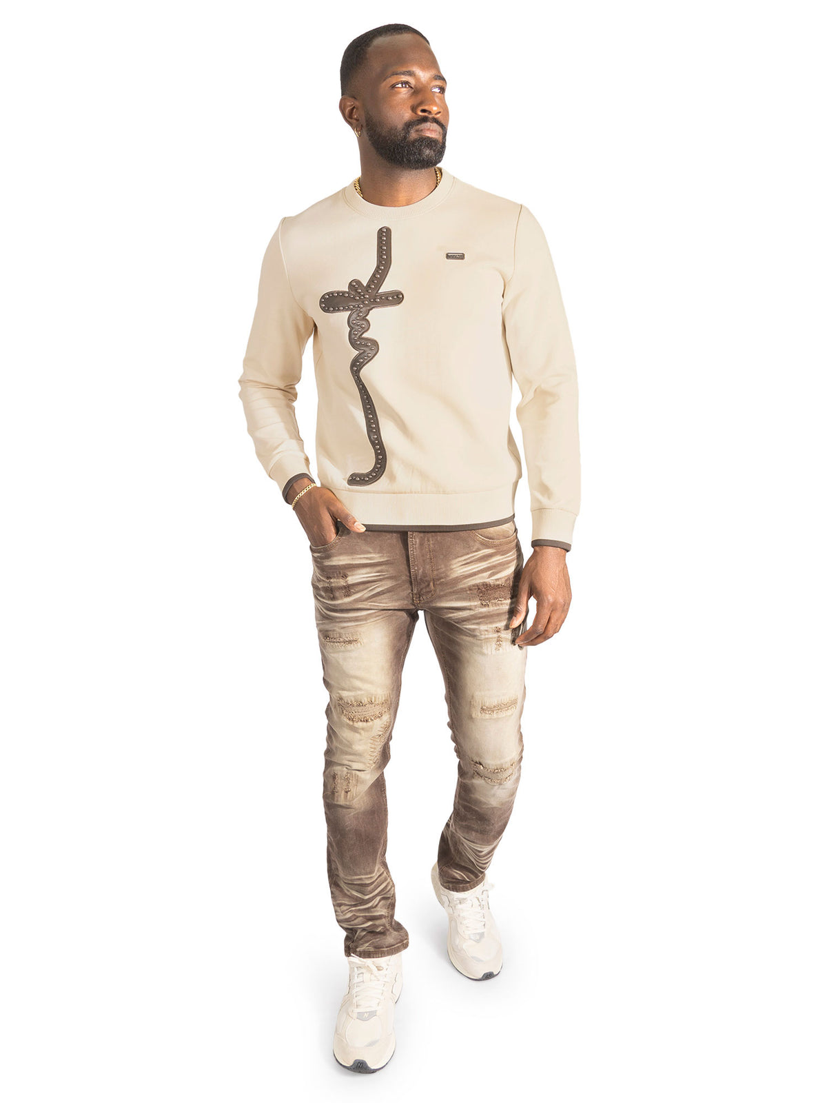 M4355 Lorenzo MK Crewneck - Khaki