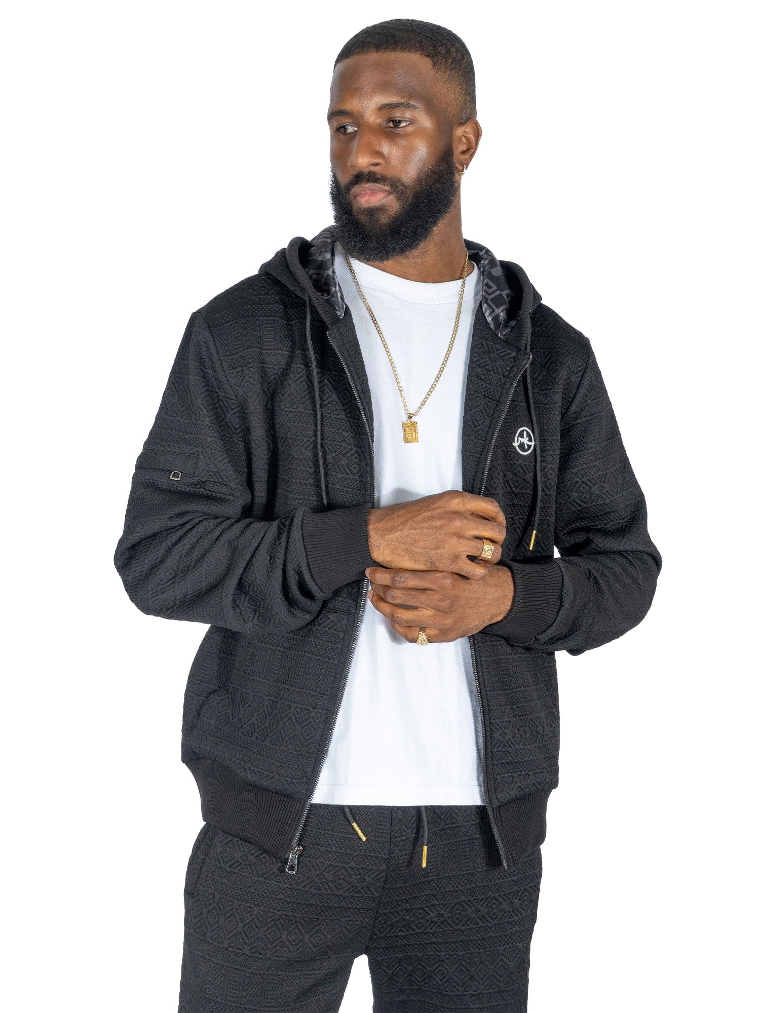 Makobi M4356 Berteli Jacquard Hoody Set in Black, view 2