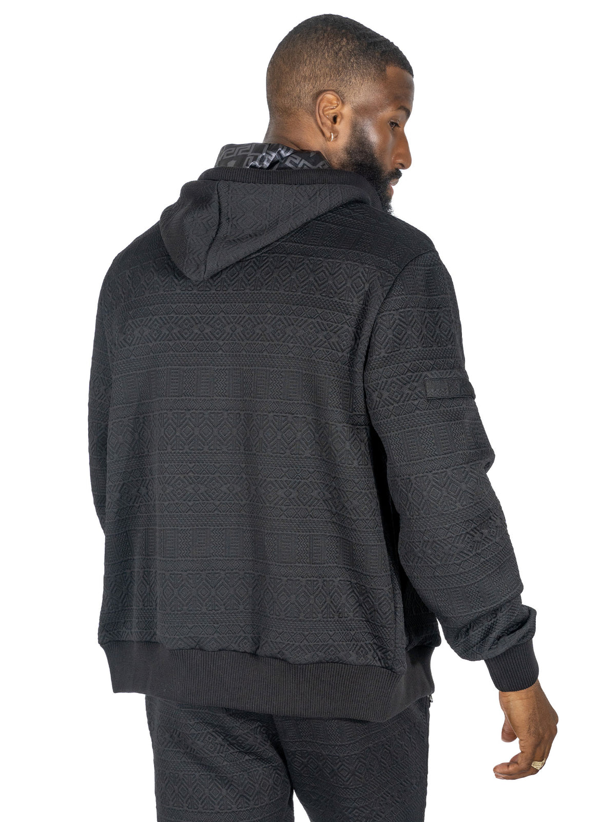 Makobi M4356 Berteli Jacquard Hoody Set in Black, view 4