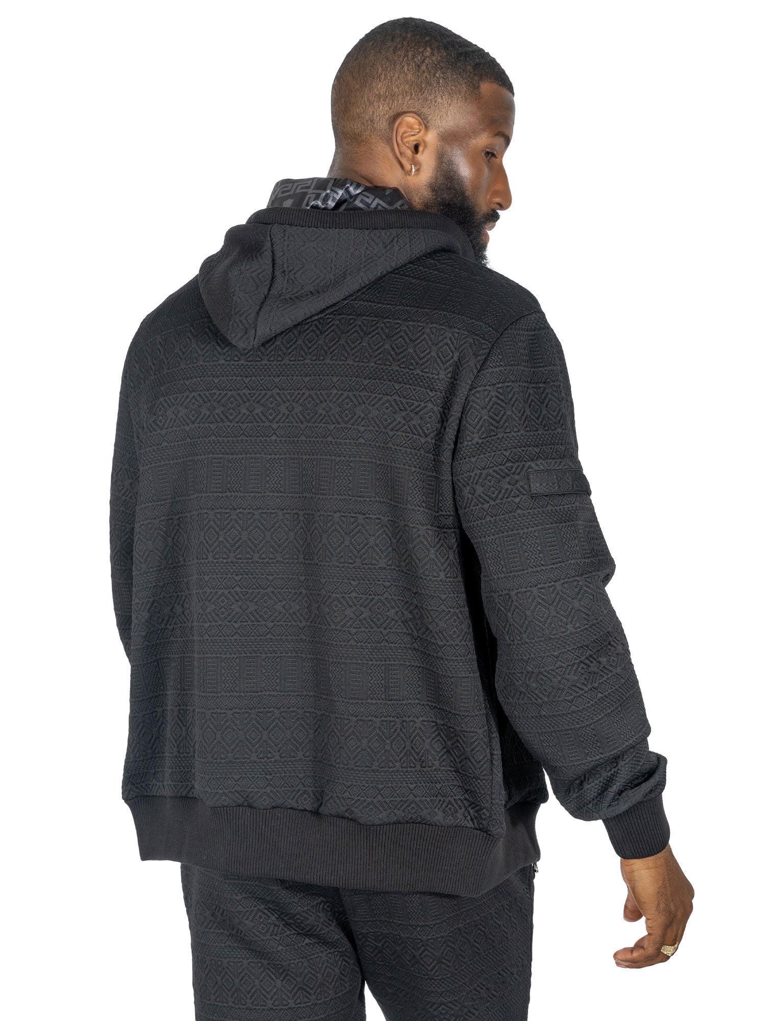 Makobi M4356 Berteli Jacquard Hoody Set in Black, view 4