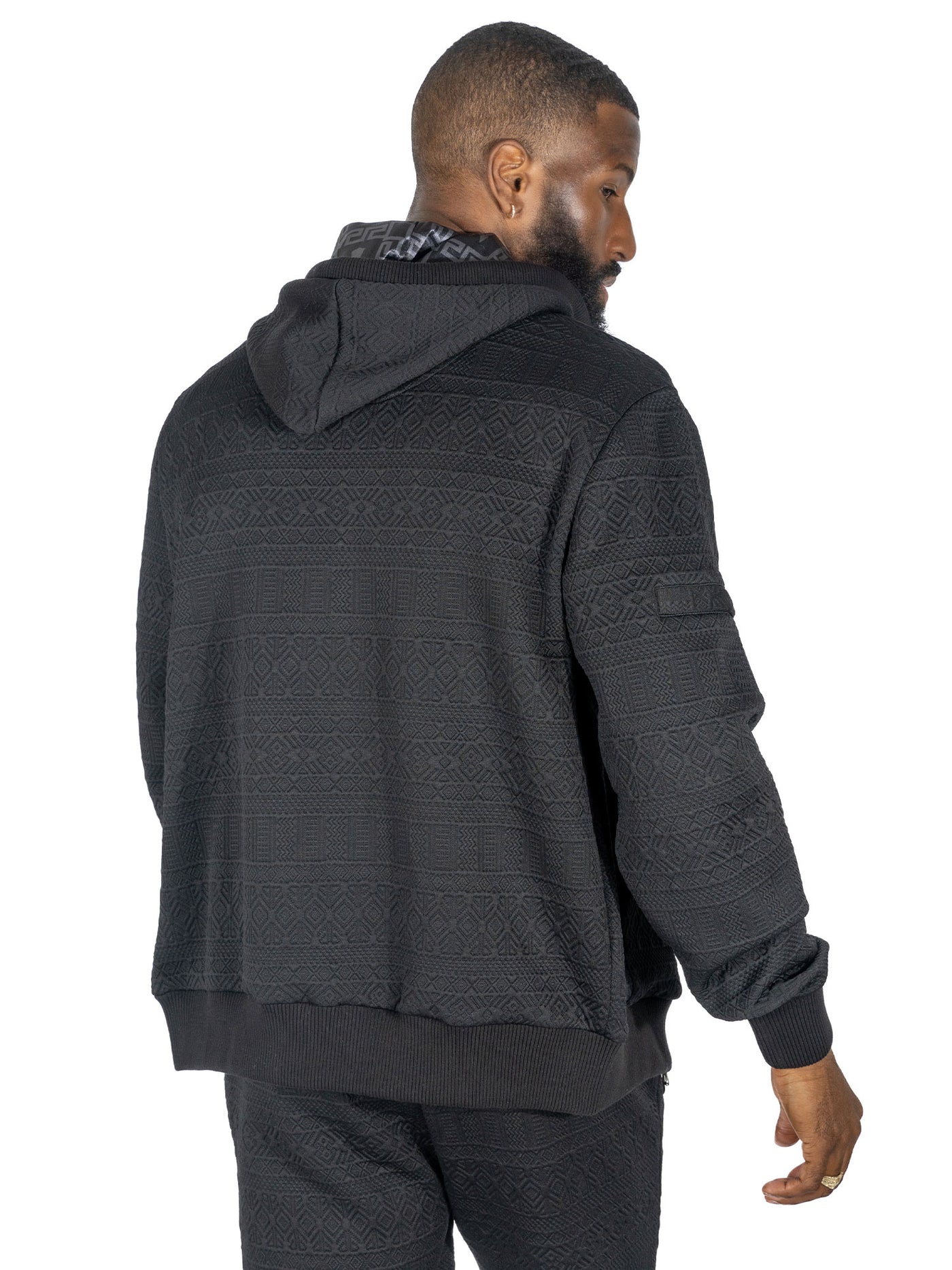 M4356 Berteli Jacquard Hoodie Set - Black