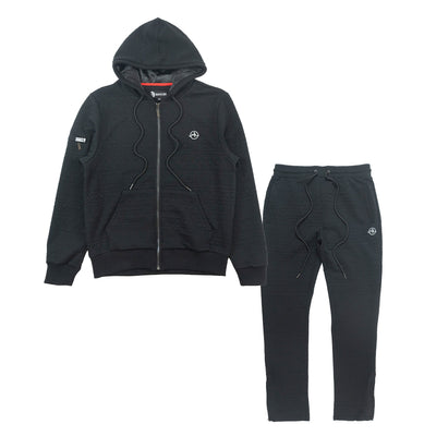 M4356 Berteli Jacquard Hoody Set - Black