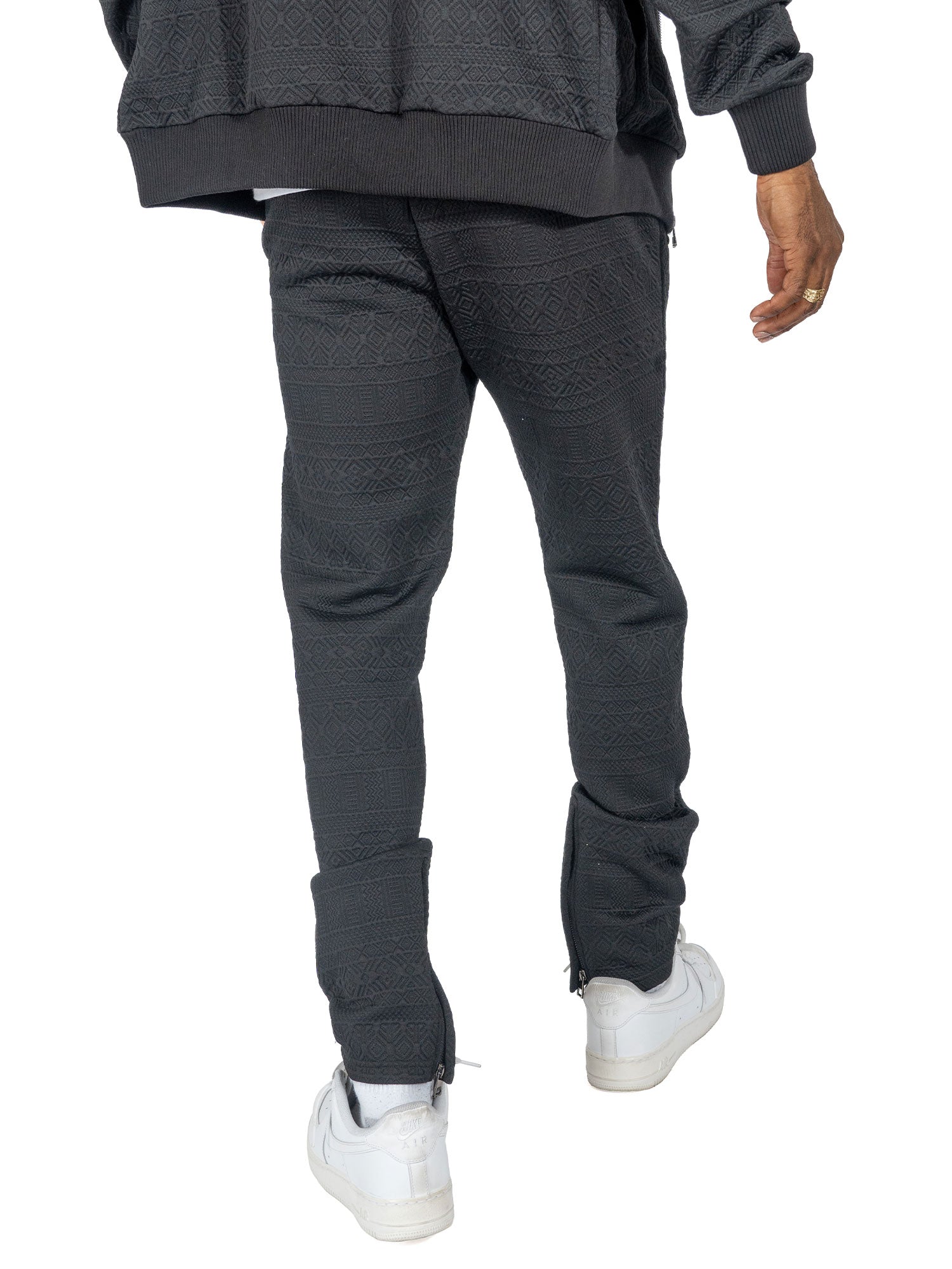 M4356 Berteli Jacquard Hoodie Set - Black